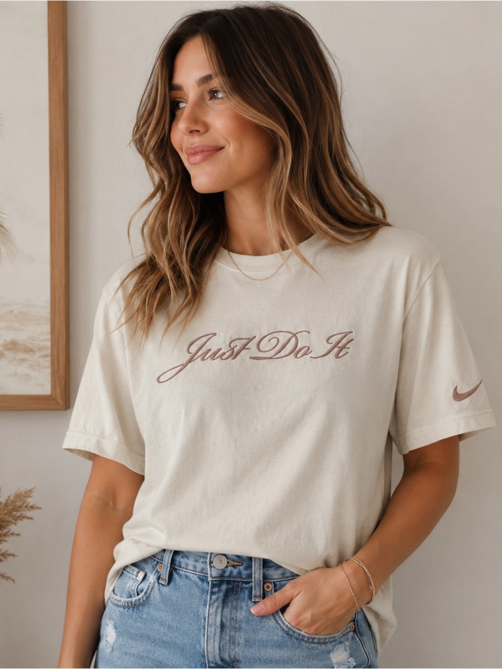 ✨ NWT Nike "Just Do It" Embroidered Cropped Tee - Loose Fit XS